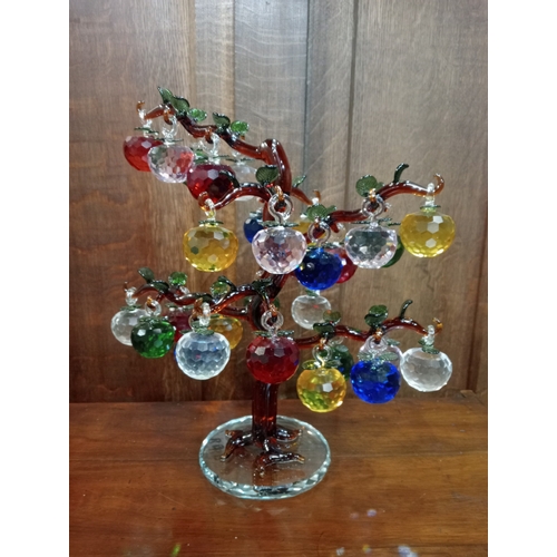 269 - A MULTICOLOURED GLASS TREE with faceted drops raised on a circular foot 42cm (h) 38cm (w) 20cm (d)