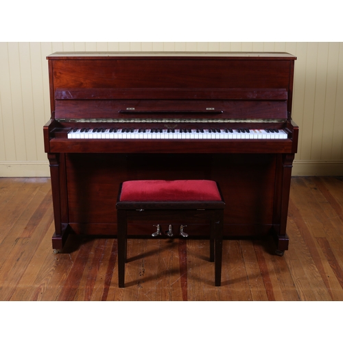 341 - A EAVESTAFF MAHOGANY CASED UPRIGHT PIANO steel frame and overstrung 117cm (h) x 145cm (w) x 58cm (d)... 