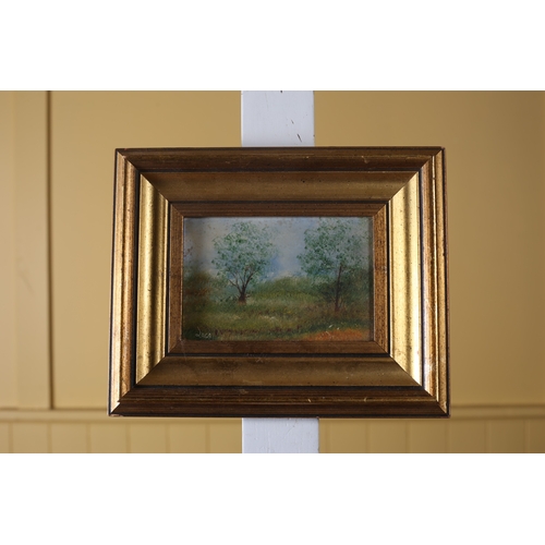 492 - LAGA Wooded Landscape Oil on board Signed lower left 9cm (h) x 14cm (w)