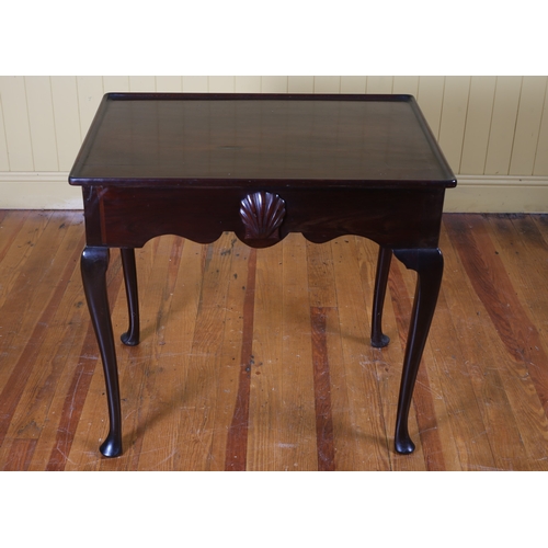 63 - A 19TH CENTURY MAHOGANY SILVER TABLE the rectangular dished top above a serpentine apron with carved... 