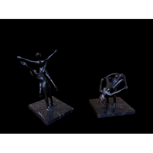 492 - GEORGE STEPHEN WALSH (1911-1988) A pair of cast bronze figures The Dancers and The Dancers each rais... 