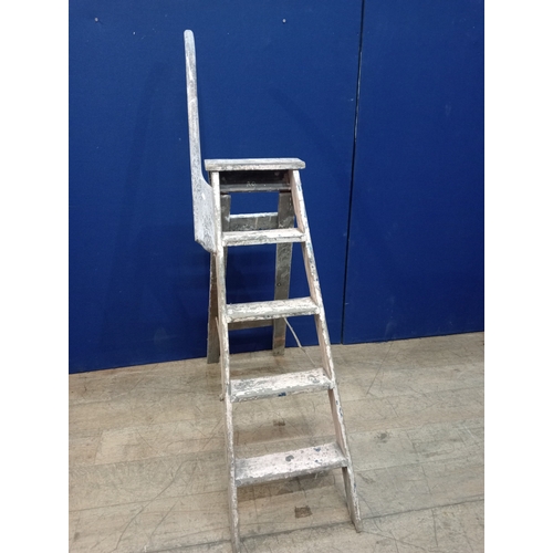 237 - A VINTAGE PAINTED FOLDING FIVE THREAD STEP LADDER 167cm (h) x 37cm (w) x 106cm (w)