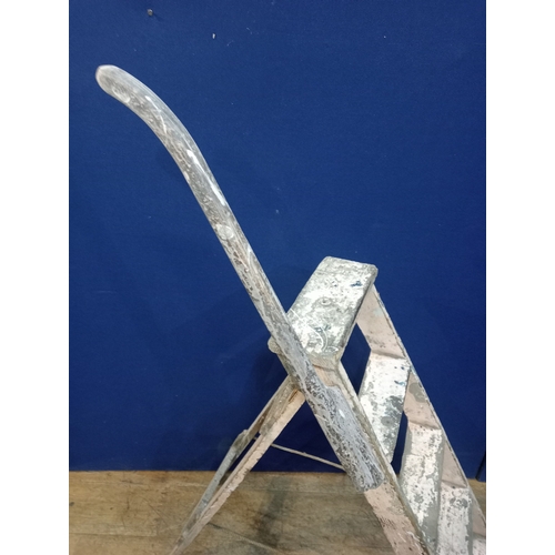 237 - A VINTAGE PAINTED FOLDING FIVE THREAD STEP LADDER 167cm (h) x 37cm (w) x 106cm (w)