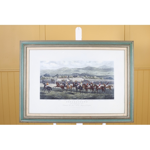 324 - A SET OF FOUR PUNCHESTOWN COLOURED PRINTS Inscribed 'Conyngham Cup 1872' 'The Start' 'The Stone Wall... 