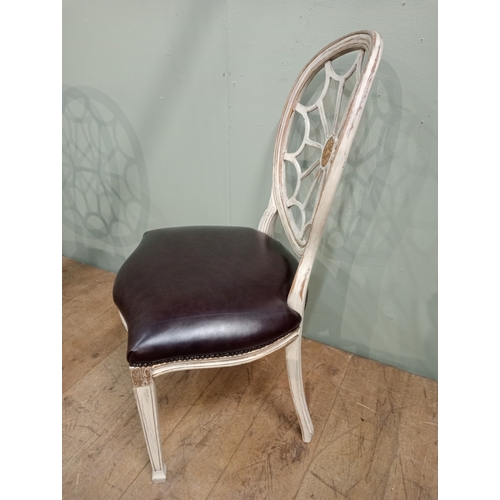 419 - A SET OF EIGHT REGENCY STYLE CREAM PAINTED AND PARCEL GILT DINING ROOM CHAIRS, including a pair of e... 