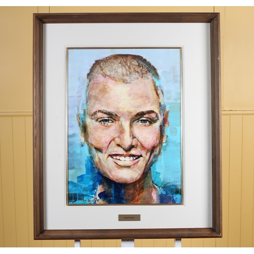 556 - TOM BYRNE Portrait of Sinead O'Connor Oil on board Signed lower left Inscribed verso 'Mandika' 73cm ... 