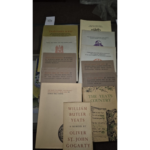 274 - A COLLECTION OF DOLMEN PRESS PUBLICATIONS mainly relating to W.B. Yeats, twelve volumes