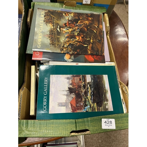 428 - A BOXED LOT OF IRISH ART INTEREST to include exhibition catalogues, monograms, etc.