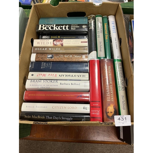 431 - A GOOD BOXED LOT OF IRISH INTEREST VOLUMES, mainly history, some literature