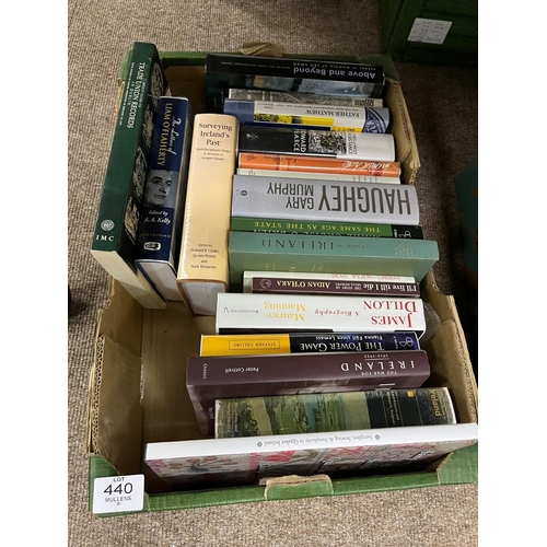 440 - A MIXED BOXED LOT OF IRISH HISTORY, BIOGRAPHY, LITERATURE, etc.