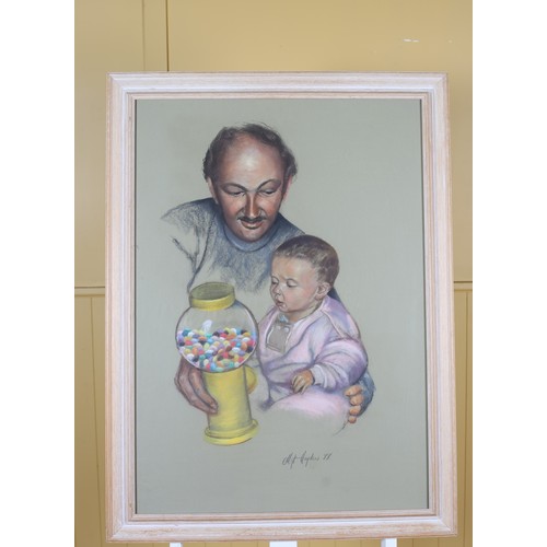 643 - MARGARET HAYDEN Loving Kindness A pastel Signed lower right 58cm (h) x 48cm (w), MARGARET HAYDEN Fig... 