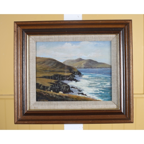 647 - ALAN KENNY Seascape Dingle Co. Kerry Oil on canvas Signed and inscribed verso 19cm (h) x 23cm (w)