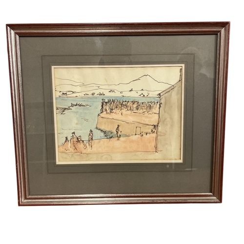 117 - MAURICE MACGONIGAL Currach Racing Roundstone Regatta Watercolour Signed verso Bears label verso 'Tay... 