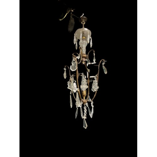 659 - A COLLECTION OF FIVE GILT BRASS AND CUT GLASS CENTRE LIGHTS (AF)