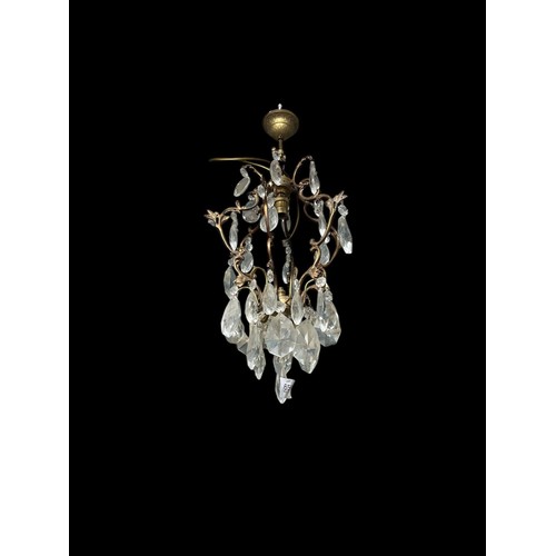 659 - A COLLECTION OF FIVE GILT BRASS AND CUT GLASS CENTRE LIGHTS (AF)