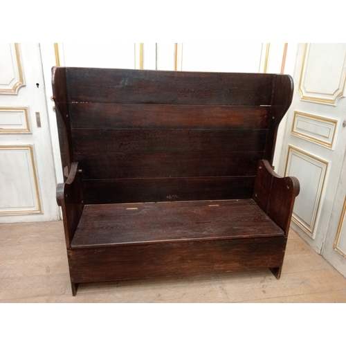 411 - A GEORGIAN STYLE OAK MONK'S BENCH / TABLE of rectangular form on standard end supports 127cm (h) x 1... 