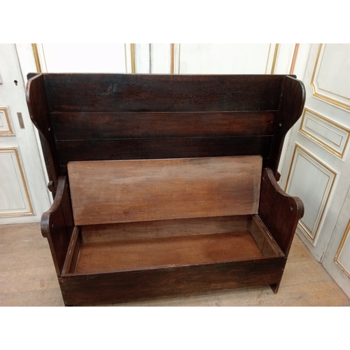 411 - A GEORGIAN STYLE OAK MONK'S BENCH / TABLE of rectangular form on standard end supports 127cm (h) x 1... 