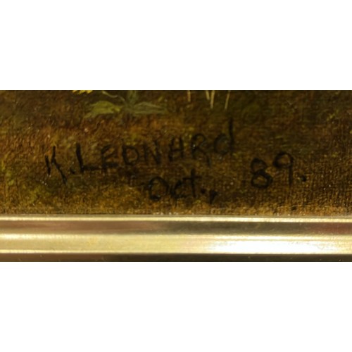 56 - KAY LEONARD
‘Twin Sugar Loaf’
Oil on canvas
Signed lower right
Image: 40cm (h) x 50cm (w) 
Frame: 63... 