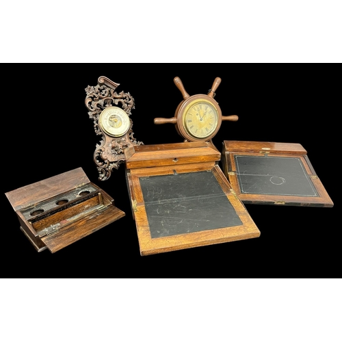 149 - A MISCELLANEOUS COLLECTION to include two 19th century rosewood slope front writing cases, a vintage... 