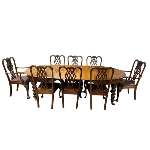 151 - A MAHOGANY NINE PIECE DINING ROOM SUITE comprising a good 19th century mahogany telescopic dining ta... 