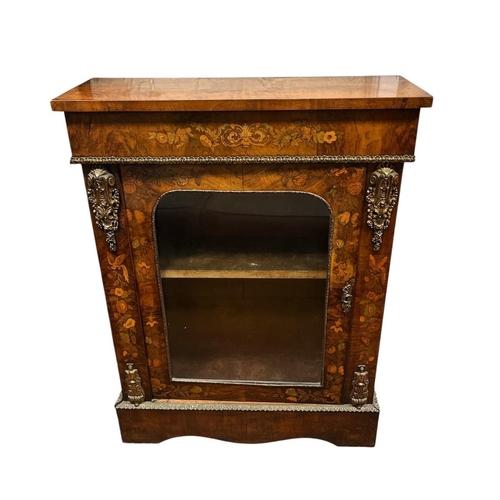318 - A GOOD 19TH CENTURY WALNUT MARQUETRY AND GILT BRASS MOUNTED PIER CABINET of rectangular outline the ... 