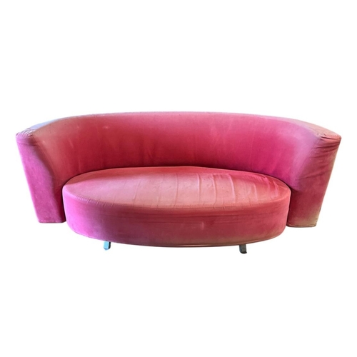 79 - A FELICEROSSI ITALIAN DESIGNER COUCH the curved back above an oval seat on tubular legs (some fading... 