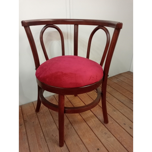 83 - A PAIR OF THONET BENTWOOD TUB SHAPED ELBOW CHAIRS with upholstered seats 76cm (h) x 61cm (w) x 54cm ... 
