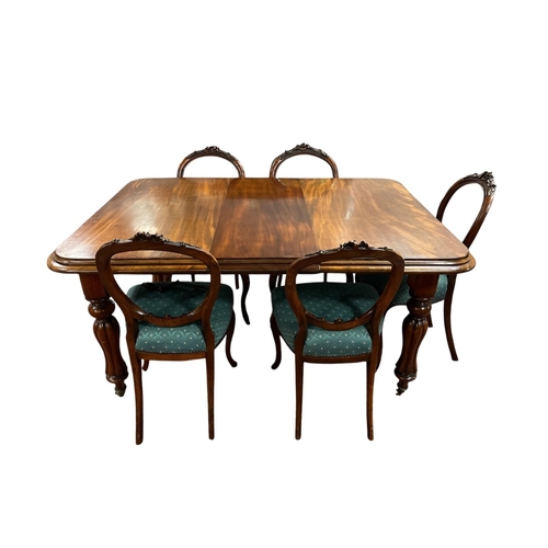 88 - A SIX PIECE VICTORIAN MAHOGANY DINING ROOM SUITE comprising a set of five mahogany dining chairs eac... 