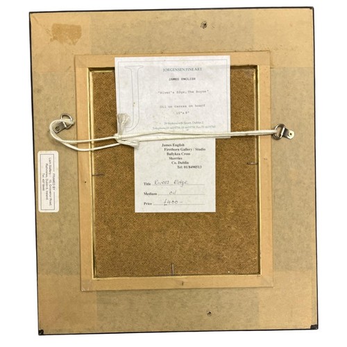 445 - JAMES ENGLISH
‘Rivers Edge, The Boyne’
Oil on canvas
Signed lower right
Image: 25cm (h) x 20cm (w) 
... 