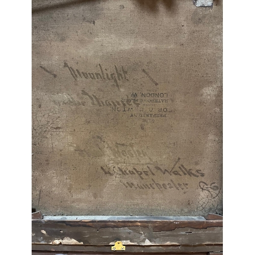 104 - FRANK WASLEY
Moonlight on the Thames
Oil on canvas
Signed lower left 
60cm (h) x 105cm (w)