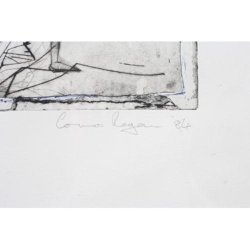 111 - CONOR REGAN 
Abstract Composition 
A triptych
Black and white etching
Signed in the margin, dated '8... 