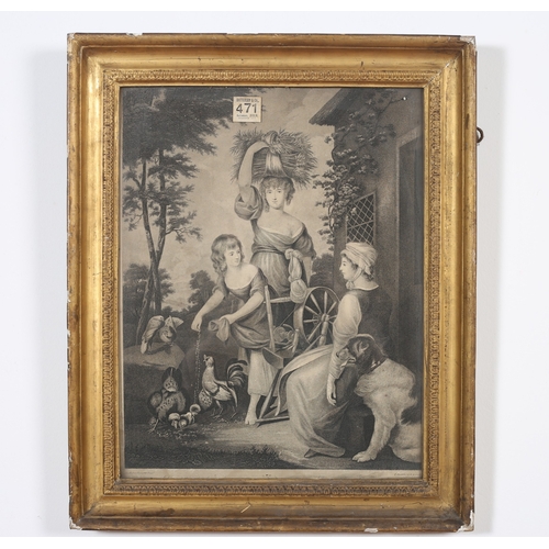 115 - TWO 19TH CENTURY BLACK AND WHITE ENGRAVINGS 
Farmyard Scene with Figures Seated by a Spinning Wheel
... 