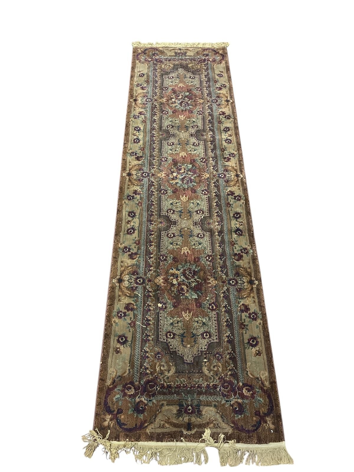 A PAIR OF MULTICOLOURED FLORAL PATTERN RUNNERS 292cm (l) x 78cm (w)