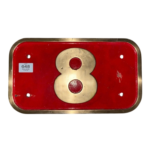 648 - LOCOMOTIVE CABSIDE NUMBER PLATE 8 25cm (h) x 43cm (w)