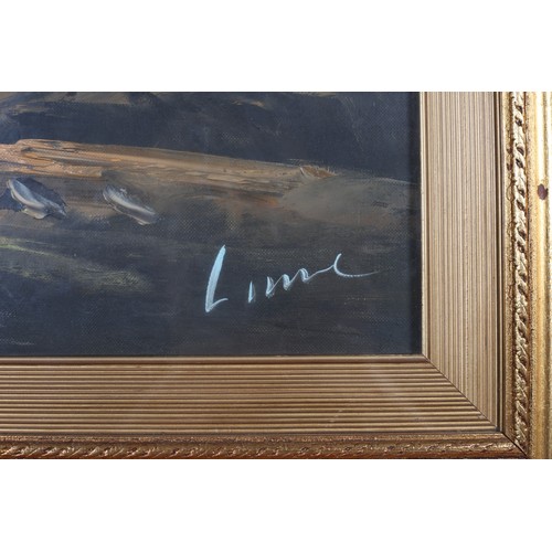 97 - O'MOLLEY 
Rural Landscape with Figures on a Path 
Oil on canvas
Signed lower left
37cm (h) x 45cm (w... 