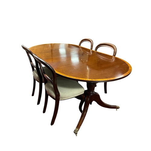 566 - A FIVE PIECE MAHOGANY DINING ROOM SUITE comprising a set of four 19th century mahogany dining chairs... 