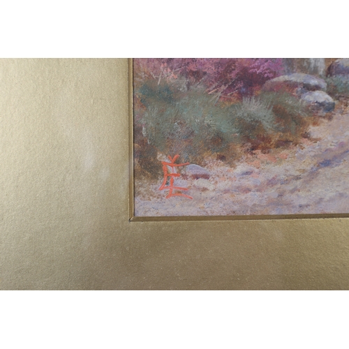 584 - EDGAR LONGSTAFF (1852-1933)
A Highland Mountain Landscape at Sunset 
Oil on board 
Signed with monog... 