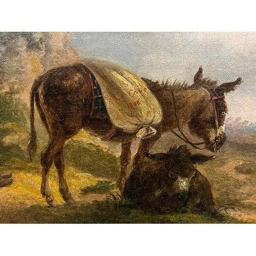 586 - PETER LA CAVE (1769-1811)
A Pair
Countryfolk Resting with Donkeys in a Landscape and
A Man on Horseb... 