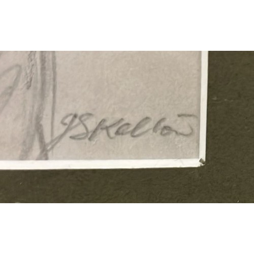 23 - JOHN SKELTON
‘Man with Pony’
Pencil
Signed lower right
Image: 25cm (h) x 19cm (w) 
Frame: 40cm (h) x... 