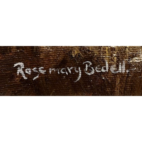 28 - ROSEMARY BEDELL
‘Homestead’
Oil on canvas
Signed lower left
Image: 31cm (h) x 44cm (w) 
Frame: 42cm ... 
