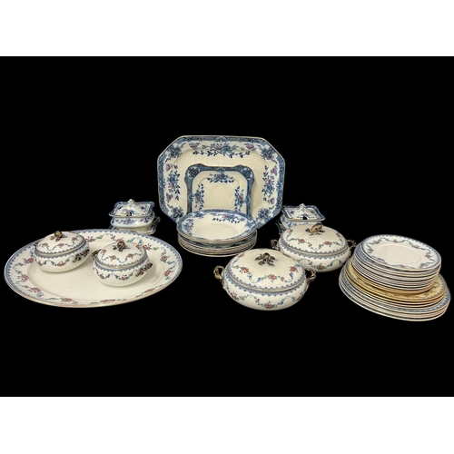 158 - A THIRTY-SIX PIECE BURLEIGHWARE IRONSTONE CHINA DINNER SERVICE the white ground with blue floral bor... 