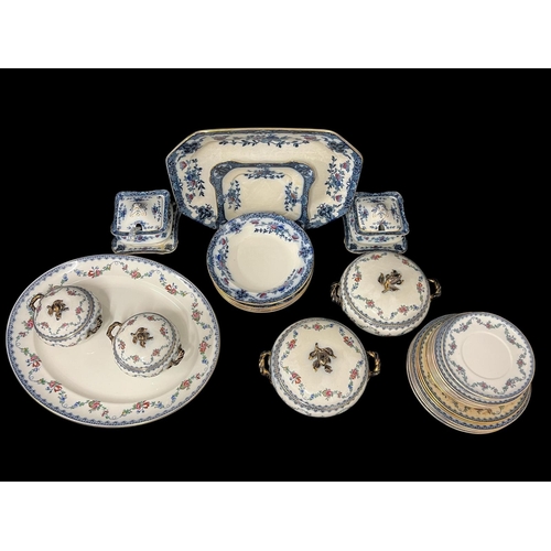 158 - A THIRTY-SIX PIECE BURLEIGHWARE IRONSTONE CHINA DINNER SERVICE the white ground with blue floral bor... 