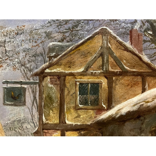 210 - HENRY CHARLES WOOLETT (1826 - 1893)
Working Horses in Winter Scenes
Oil on Canvas 
A Pair 
Both sign... 