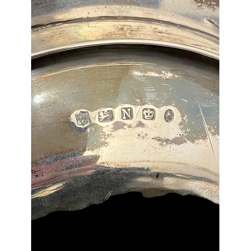 642 - A PAIR OF SILVER DISH LINERS each of oval outline with beadwork decoration Sheffield 1856, 30cm (h) ... 