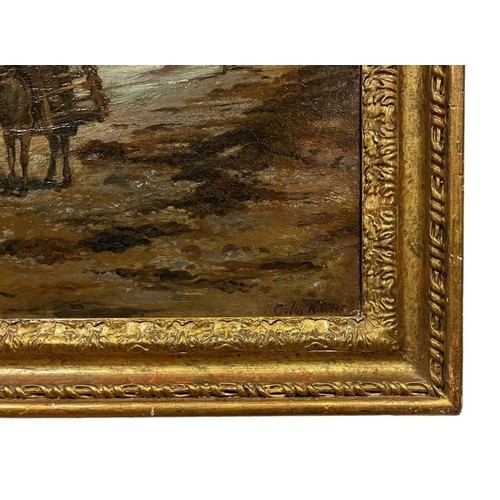 205 - COLIN HUNTER ARA, RI, RSW (1841 - 1904)
Donkeys With Lobster Baskets on a Beach
Oil on Canvas 
Signe... 