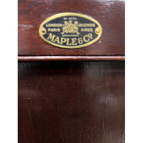 452 - AN EDWARDIAN MAHOGANY AND SATINWOOD INLAID CUPBOARD ON CHEST by Maple & Co. London & Paris the denti... 