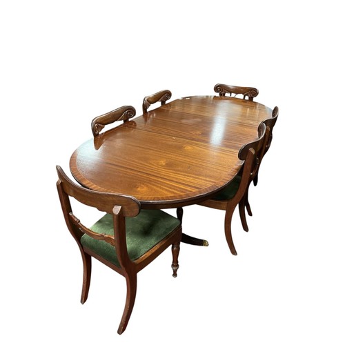 543 - A SEVEN PIECE MAHOGANY DINING ROOM SUITE comprising a set of six Victorian mahogany chairs each with... 