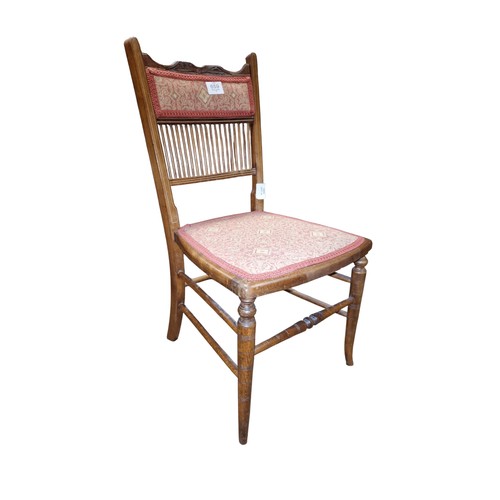 151 - A STAINED WOOD WINE TABLE together with AN EDWARDIAN MAHOGANY INLAID AND UPHOLSTERED NURSING CHAIR (... 