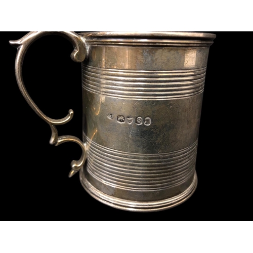 468 - A WILLIAM IV SILVER CHRISTENING TANKARD stamped London 1833, 95g, together with A VICTORIAN SILVER-M... 