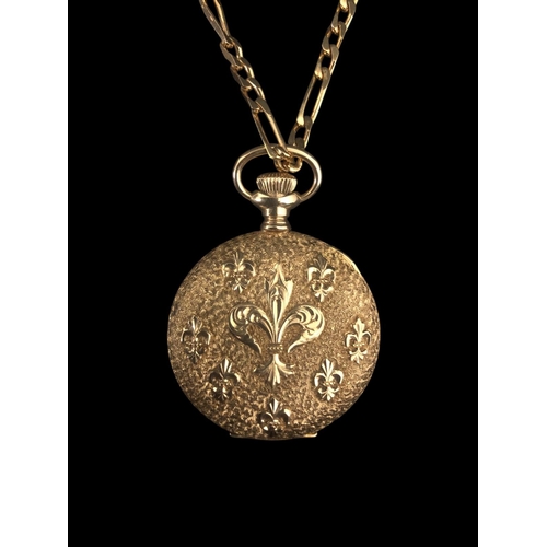 467A - A 14CT GOLD ELGIN LADIES PENDANT POCKETWATCH with fleur de lis motifs and monogrammed cartouche Stam... 